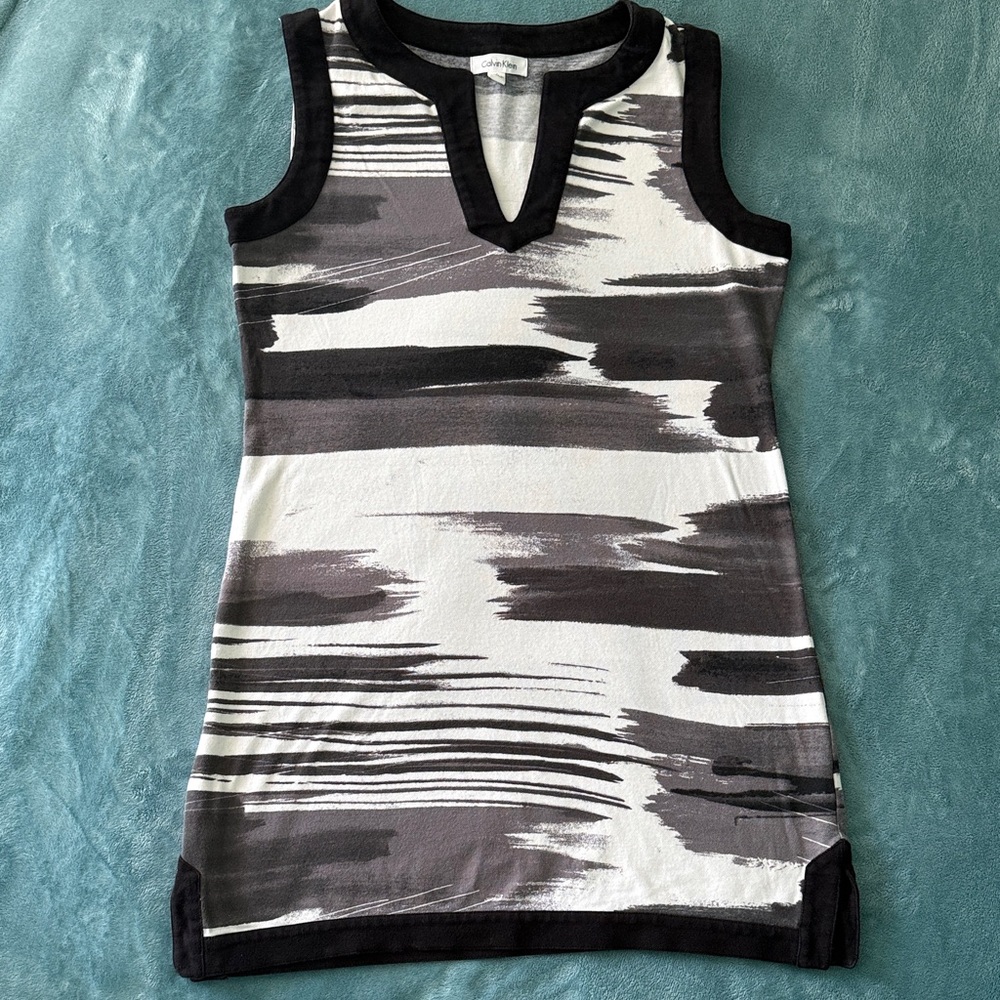 Calvin Klein Black and Gray Short Dress